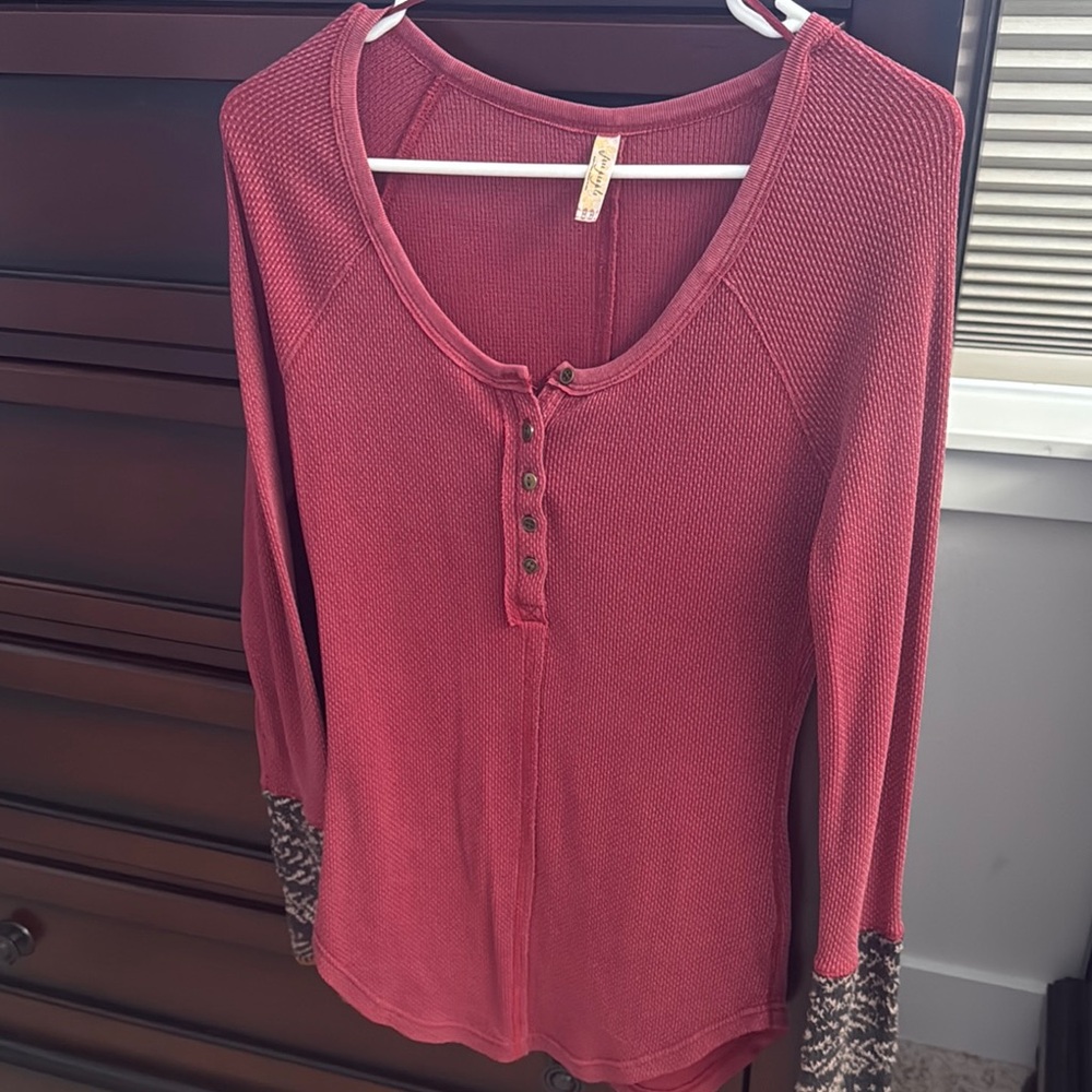 Vintage Free People Red Long Sleeve Relaxed top - Picture 6 of 6